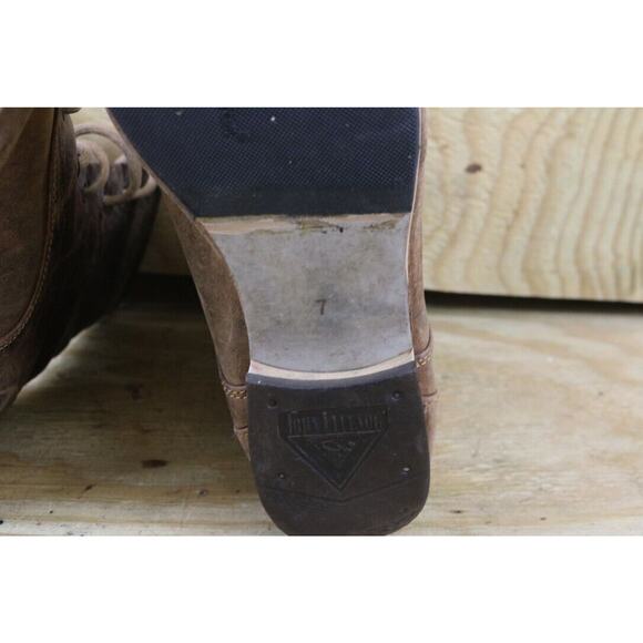 John Fluevog Boots Womens 7 Brown Distressed Leather Radio BBC Classic Lace Up - Picture 8 of 12